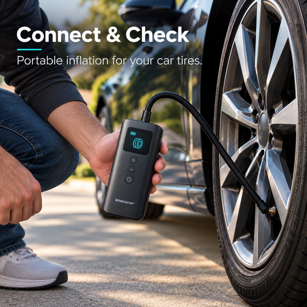 BRENPIP® Portable Tire Inflator – Digital Display & Compact Design