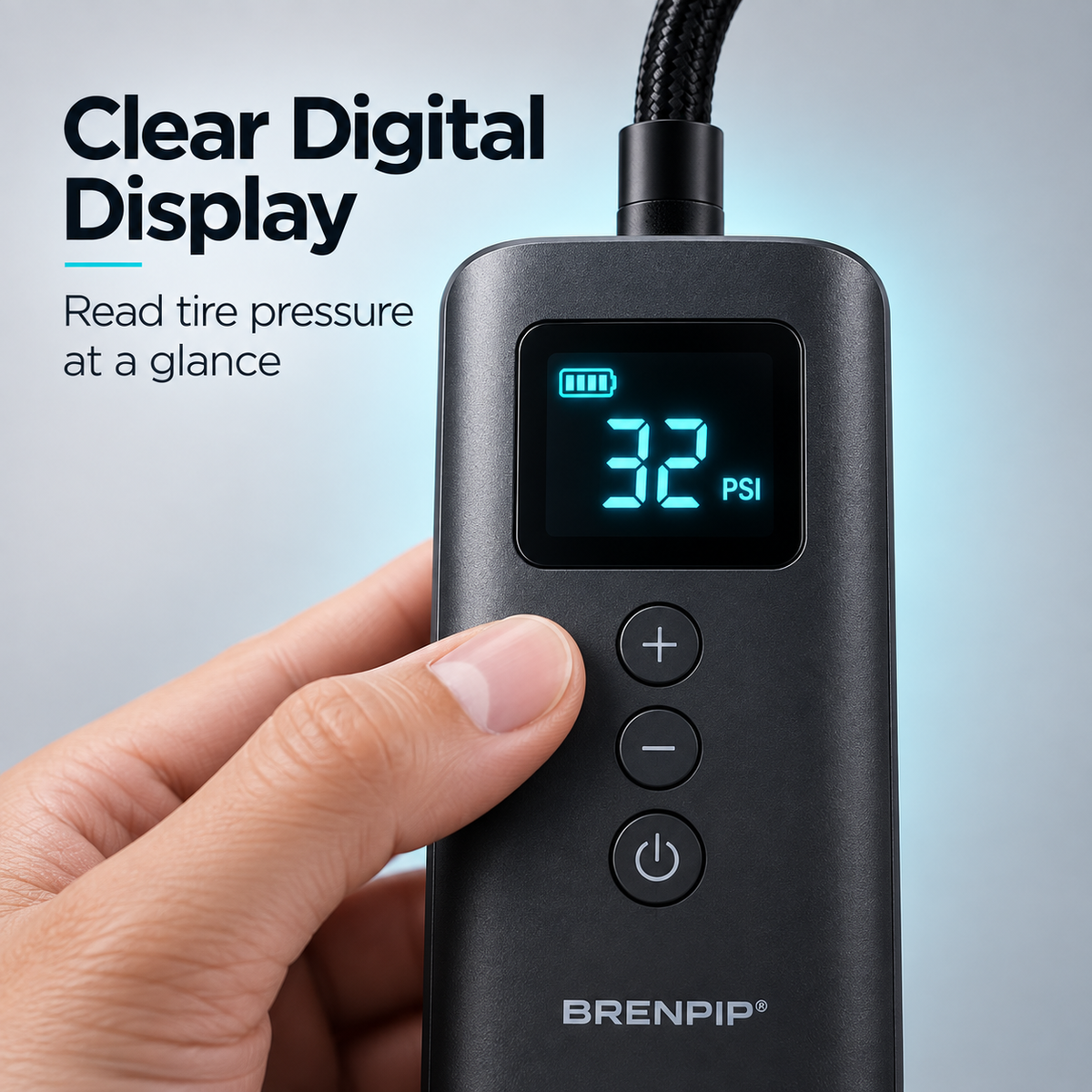 BRENPIP® Portable Tire Inflator – Digital Display & Compact Design