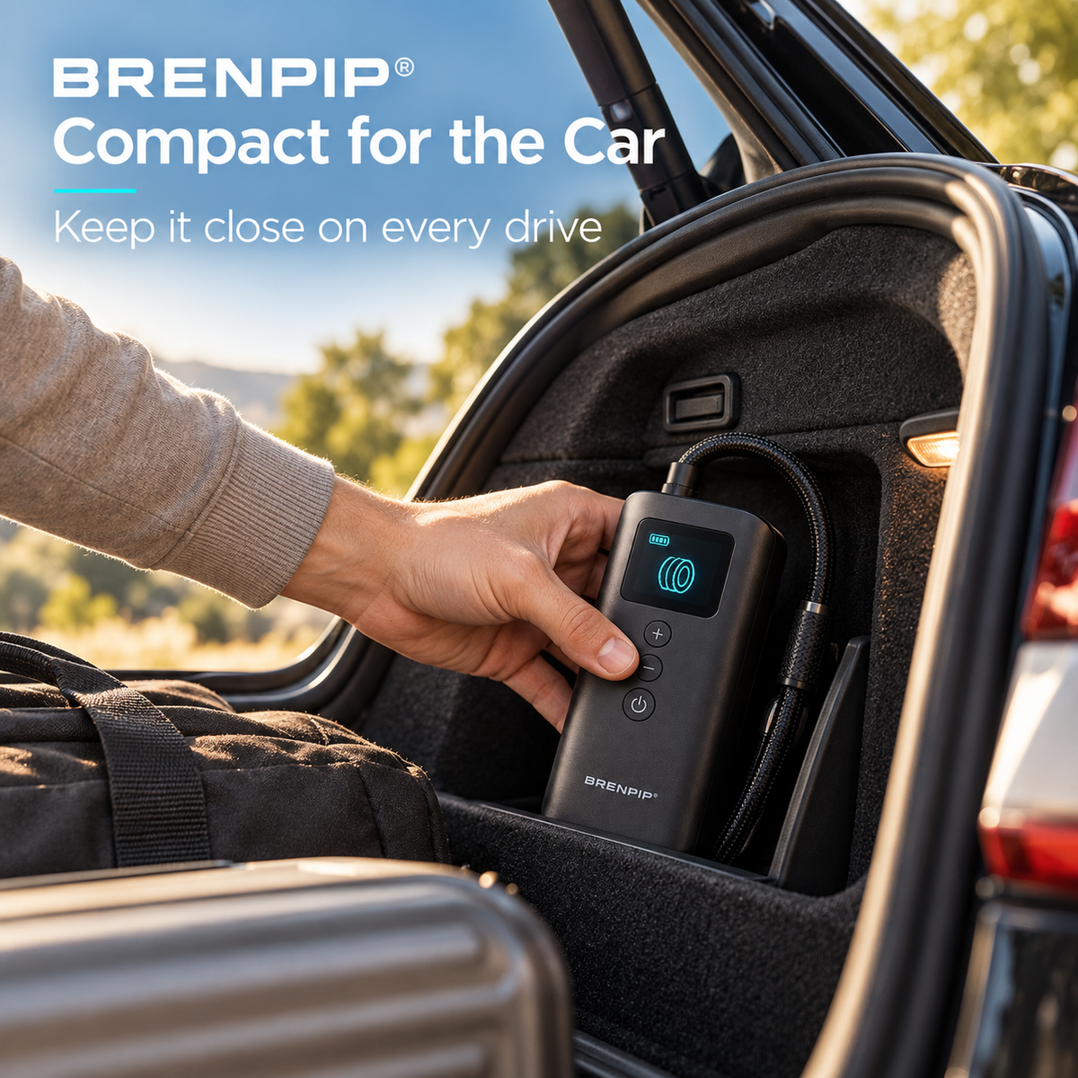 BRENPIP® Portable Tire Inflator – Digital Display & Compact Design