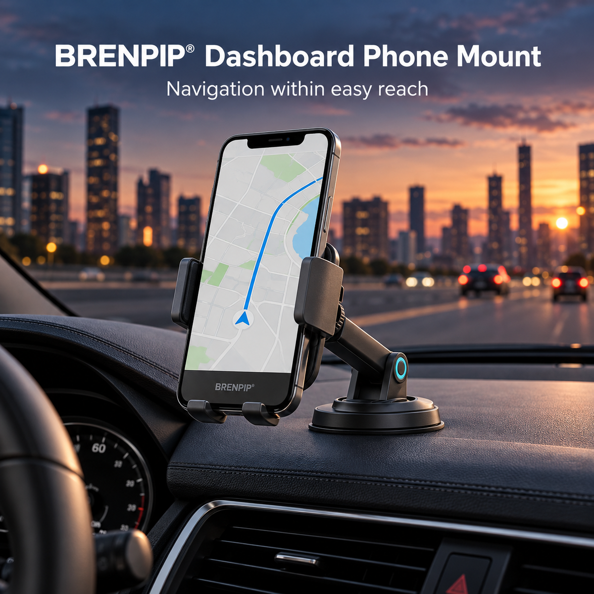 BRENPIP® Dashboard Phone Mount – Adjustable Car Phone Holder