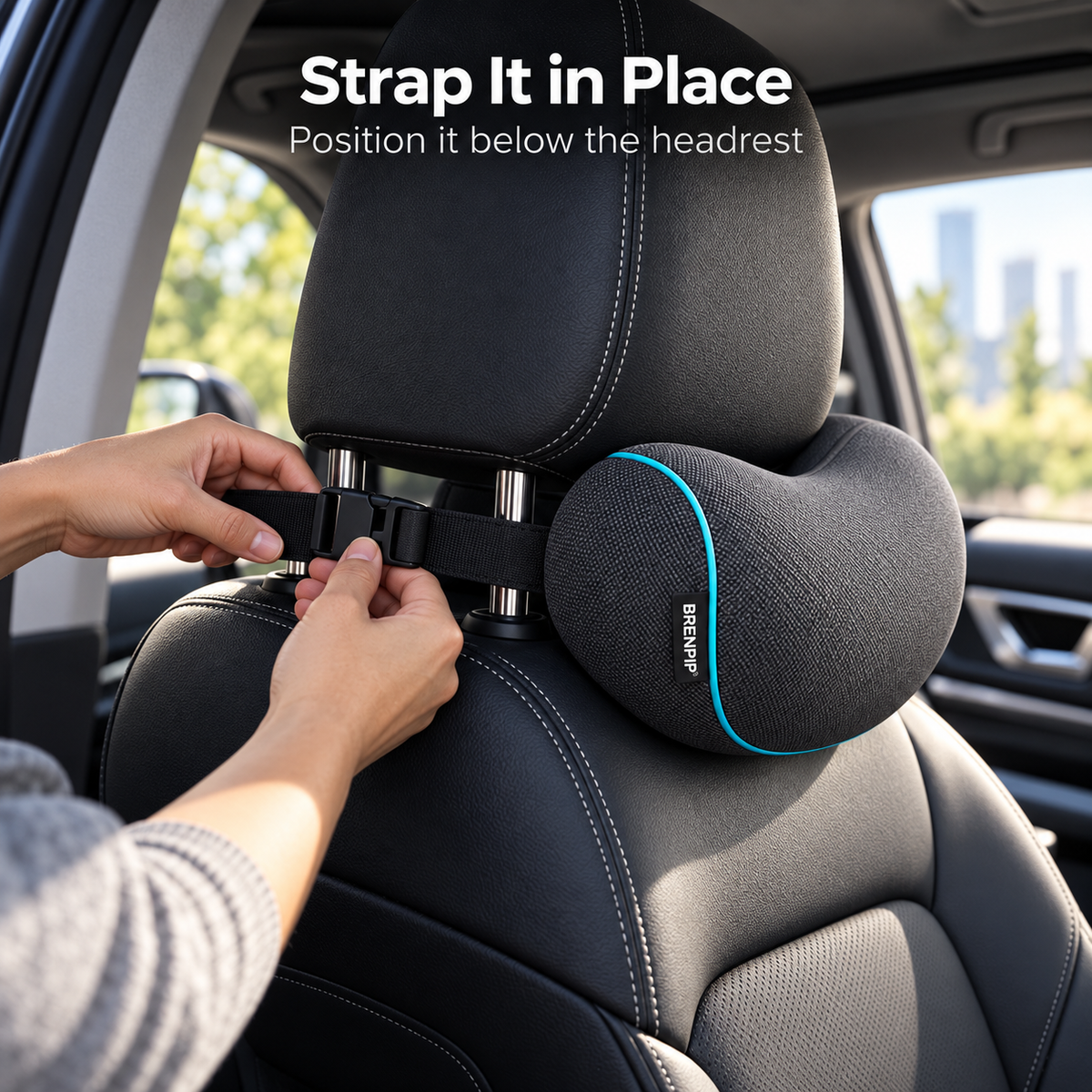 BRENPIP® Car Headrest Neck Pillows – 2-Pack with Adjustable Straps