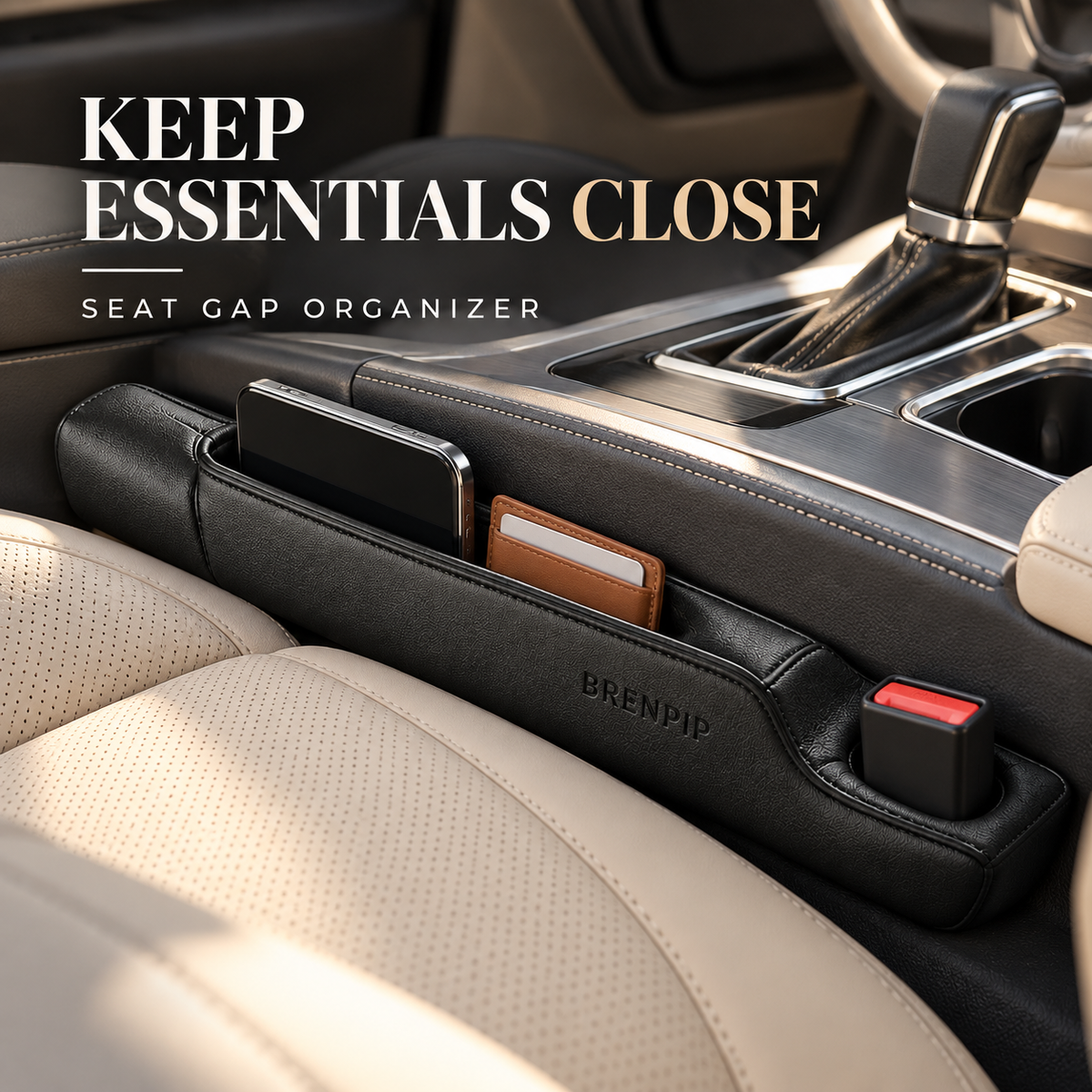BRENPIP® Car Seat Gap Organizers – 2-Piece Storage Set for Front Seats